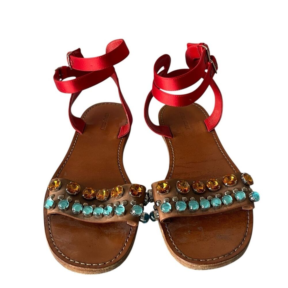 MIU MIU Rockstud Accents Leather Gladiator Sandals
Women's Size: 10.5 | IT 41